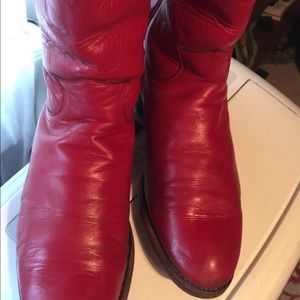 Justin bright red ladies western boots 7 1/2.